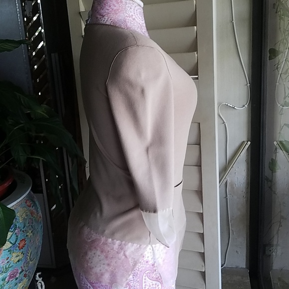 Vtg Jill Sanders blouse beige small organza detail - Picture 2 of 8